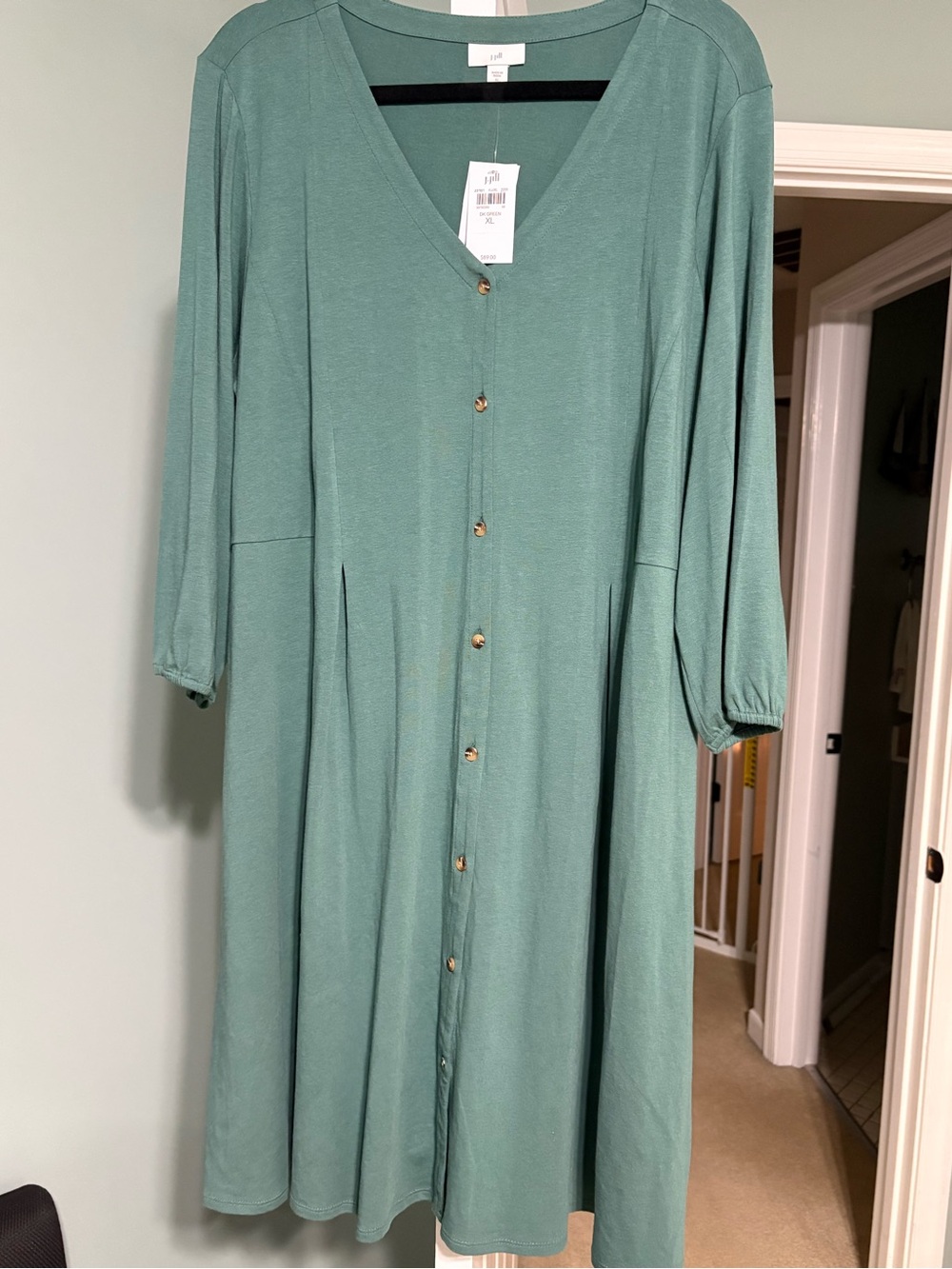 J Jill Sage Green Button Front Dress Size XL NWT